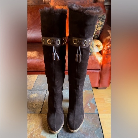 GUCCI Boots💥ON TREND SHEARLING in 24💥💥 GorG Rare Lux Mink EUC dark brown size 8 - Picture 2 of 15
